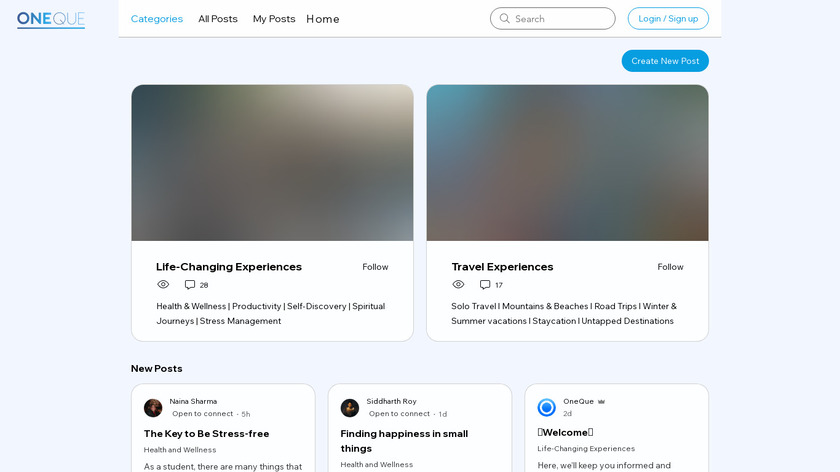 OneQue Landing Page