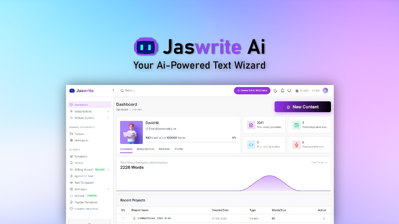 Jaswrite Landing page