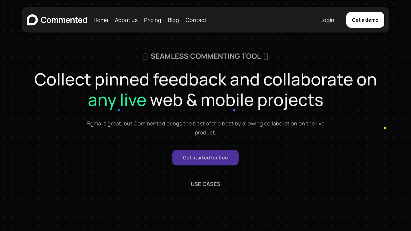 Commented.io Landing page