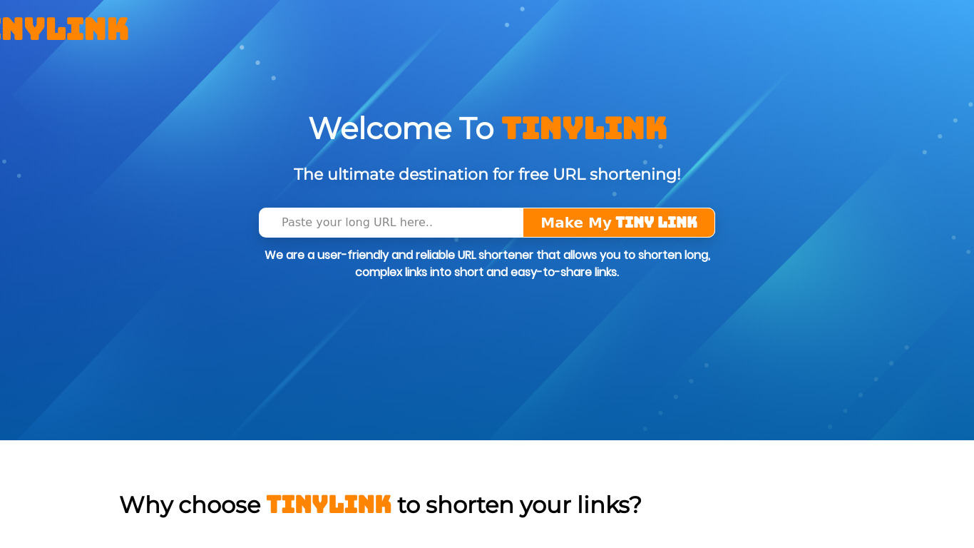 Tinylink Landing page