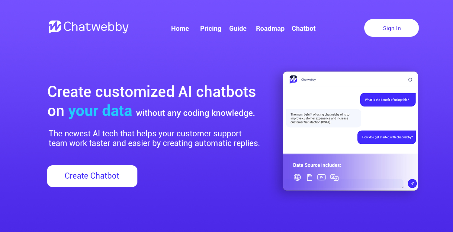 ChatWebby Landing page