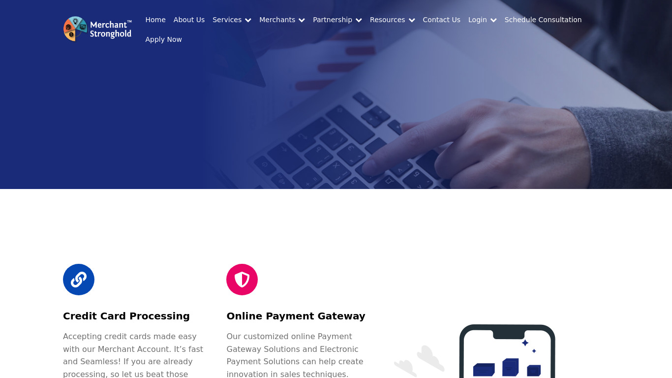 Merchant Stronghold Landing page
