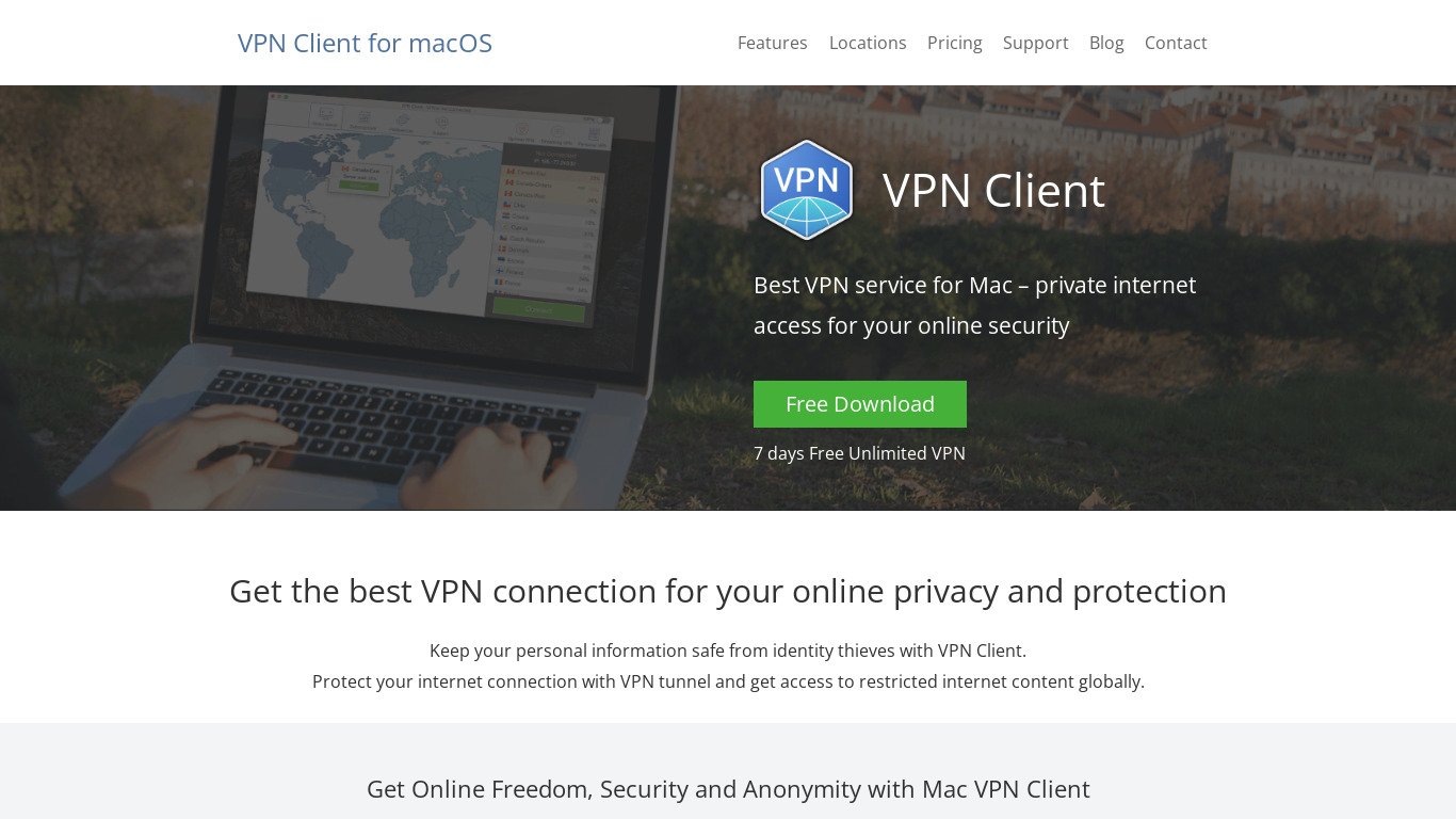 Nektony VPN Client Landing page