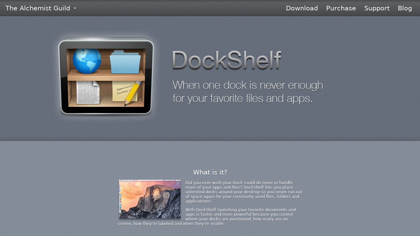 DockShelf Landing page