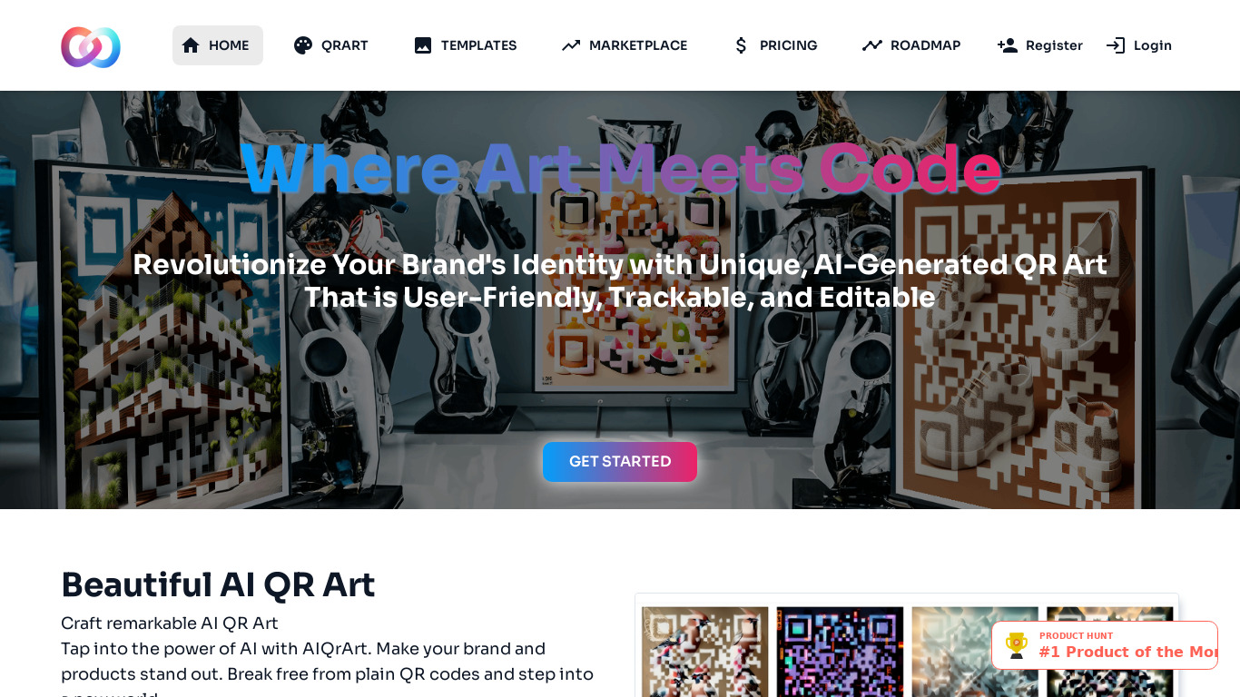 AIQrArt Landing page