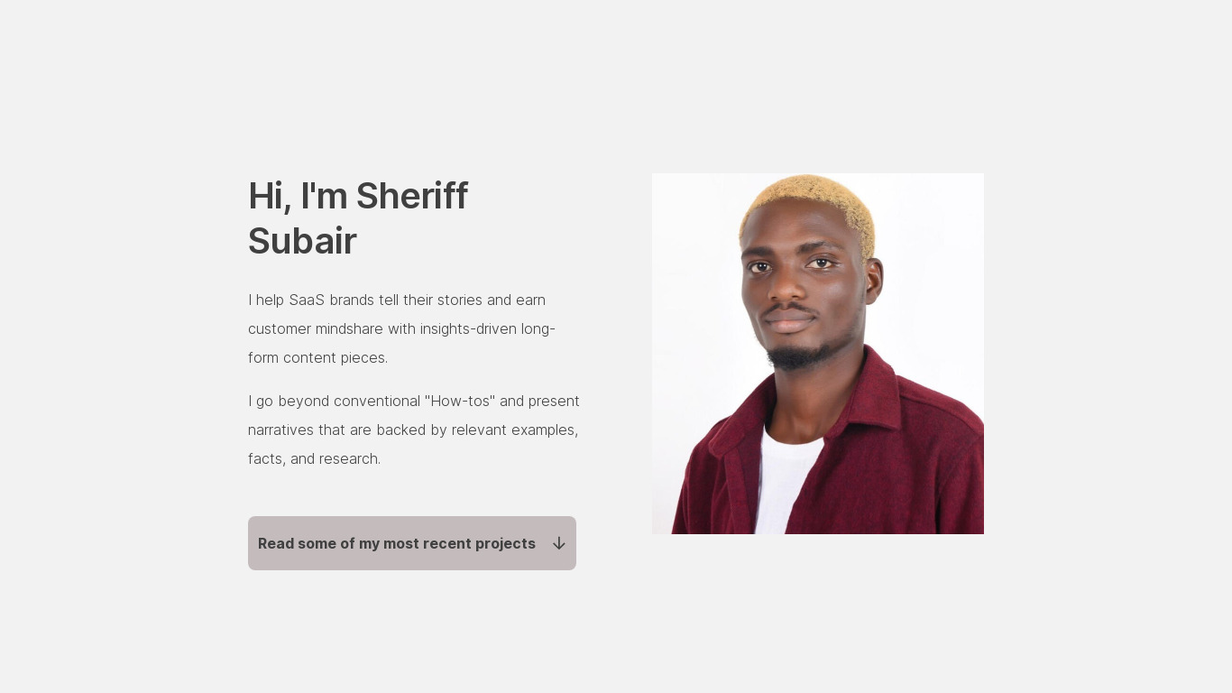 Sheriff Subair Landing page