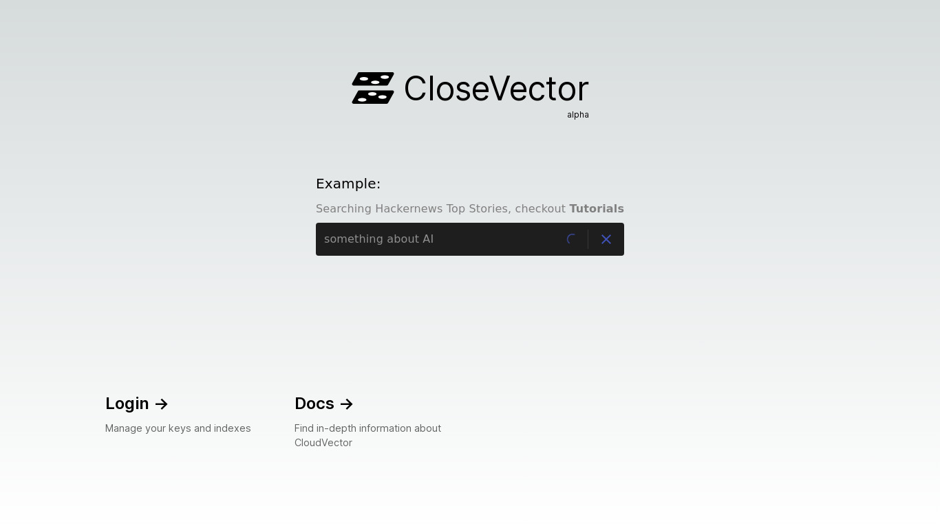 CloseVector Landing page