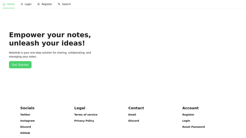 NoteHub Landing Page