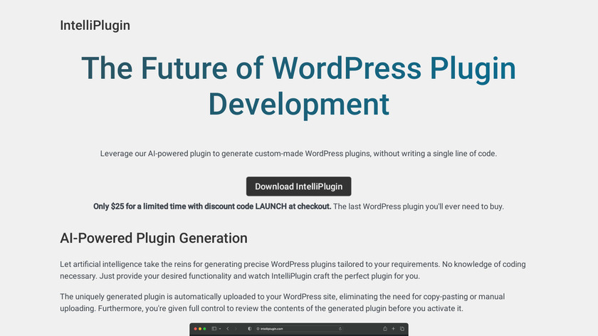 IntelliPlugin Landing Page