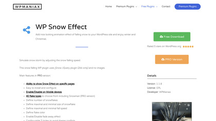 WP Snow Effect screenshot