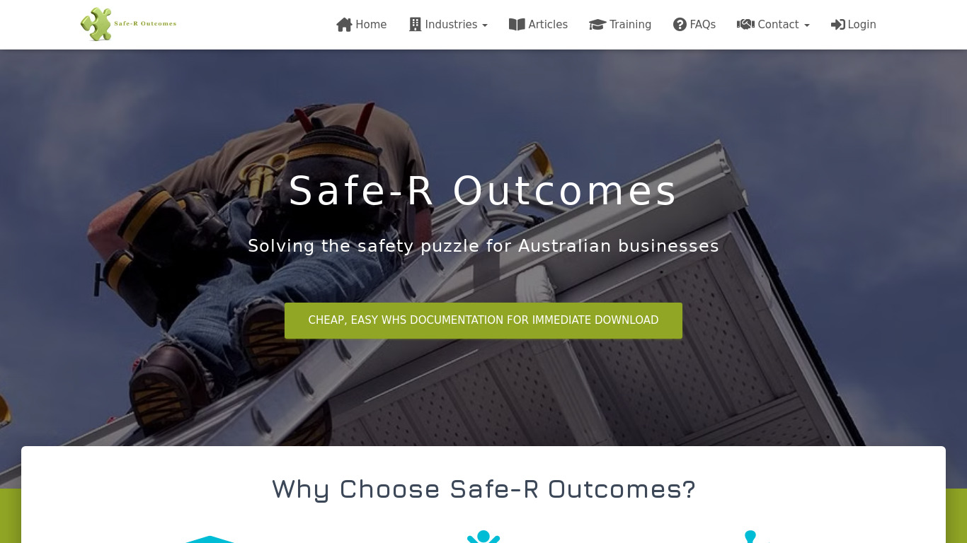 Safe-R Outcomes Landing page