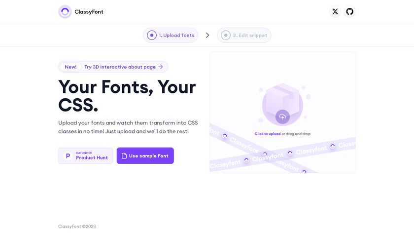 Classyfont Landing Page