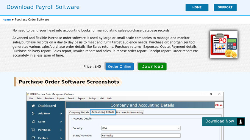 DRPU Purchase Order Management Software Landing Page