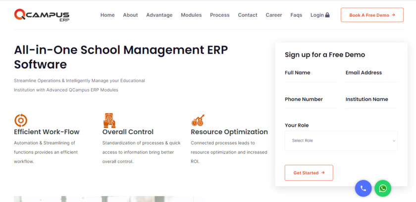 QCampus ERP Landing Page