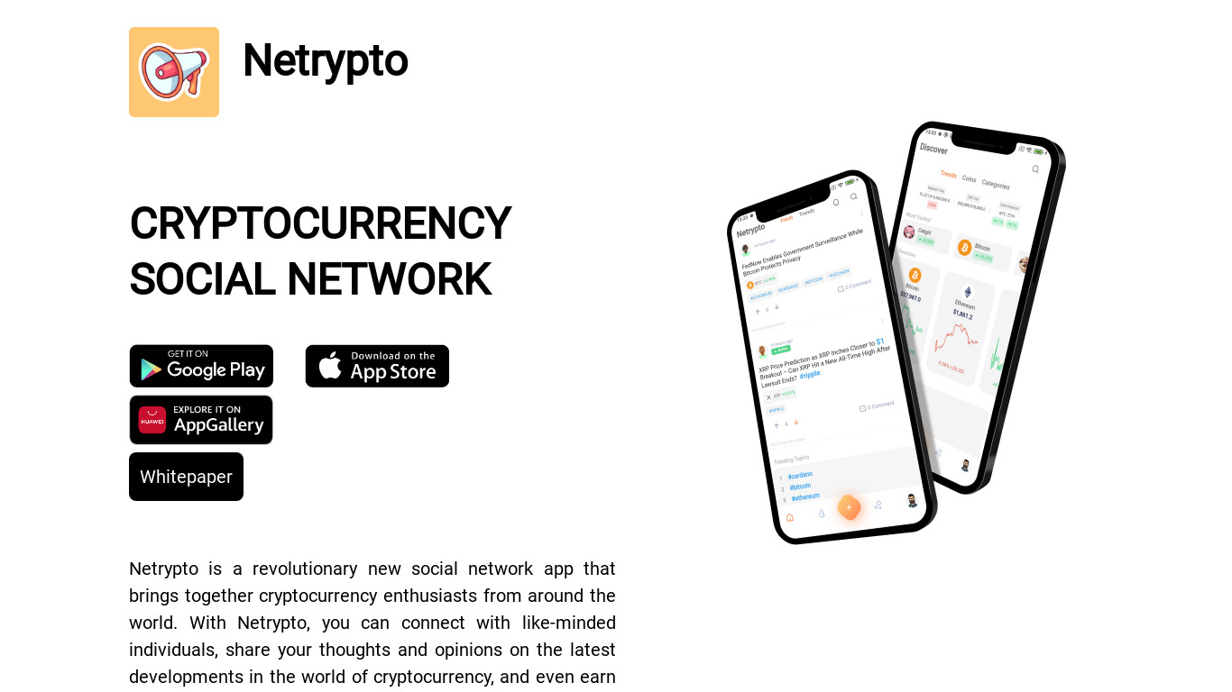 Netrypto Landing page