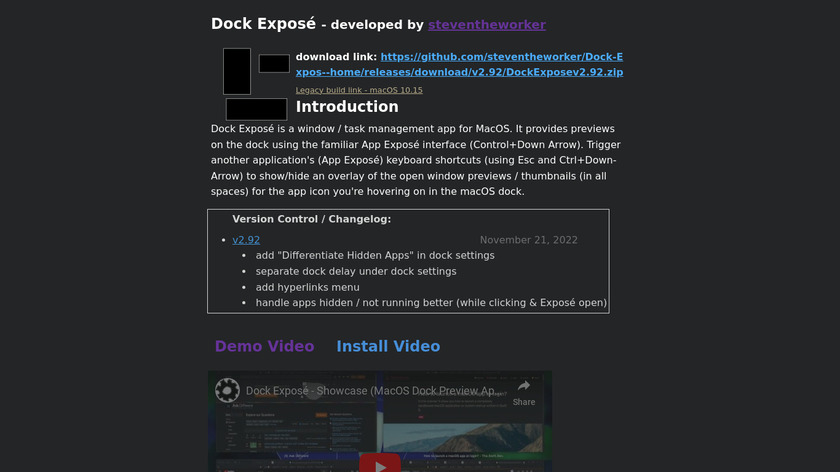 Dock Exposé Landing Page