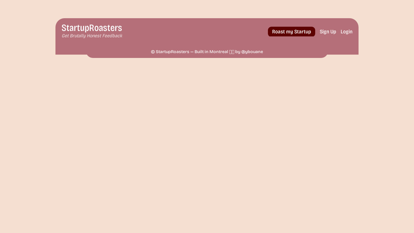 Startup Roasters Landing page