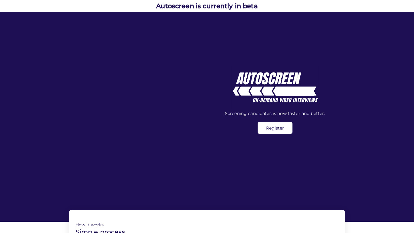 Autoscreen Landing page