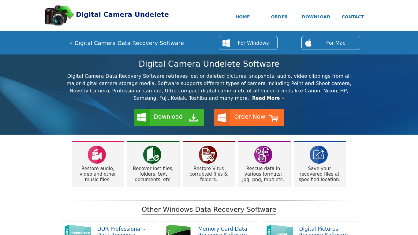 Digital Camera Undelete Landing page