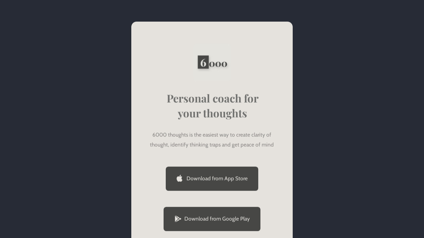 6000 thoughts Landing page