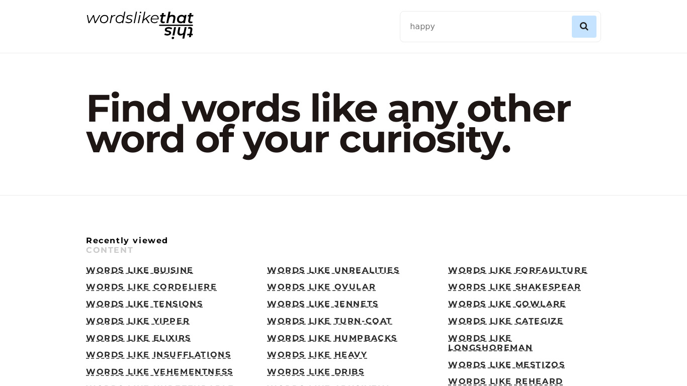 Words Like That Landing page