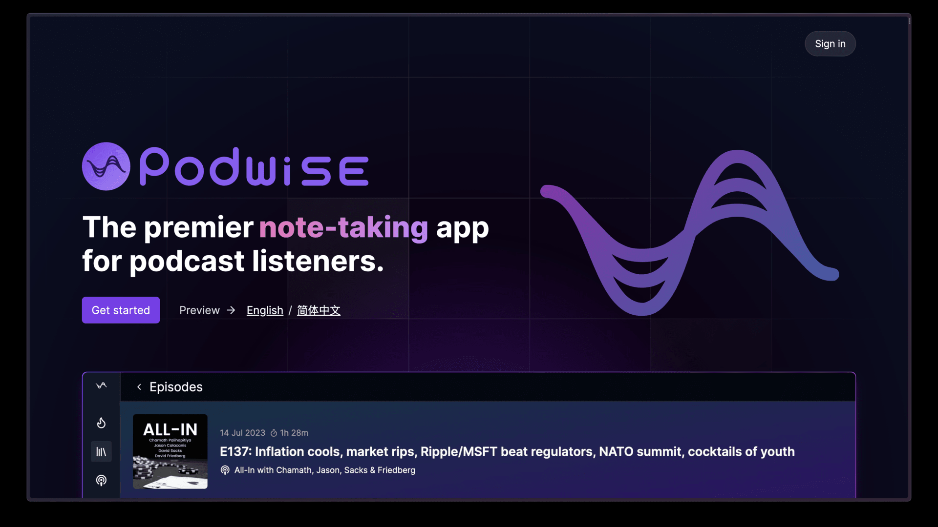 Podwise Landing page