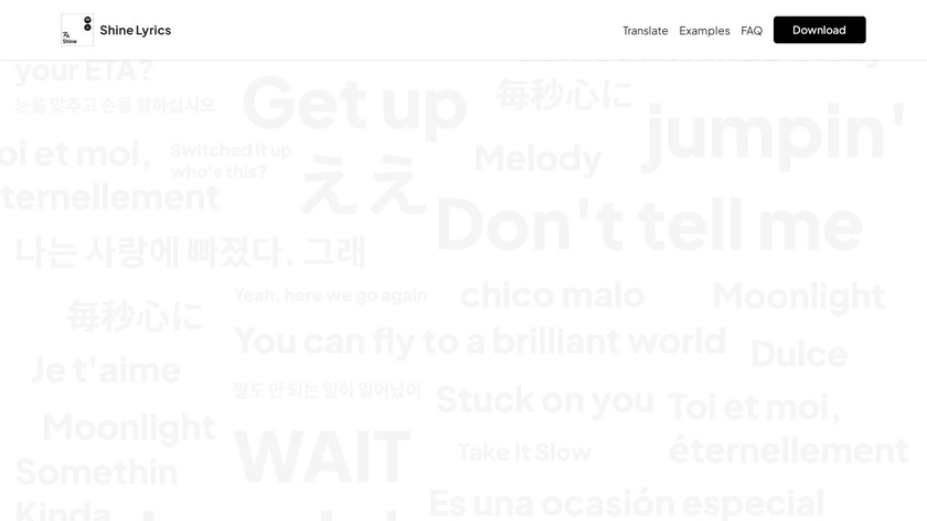 Shine Lyrics Landing Page