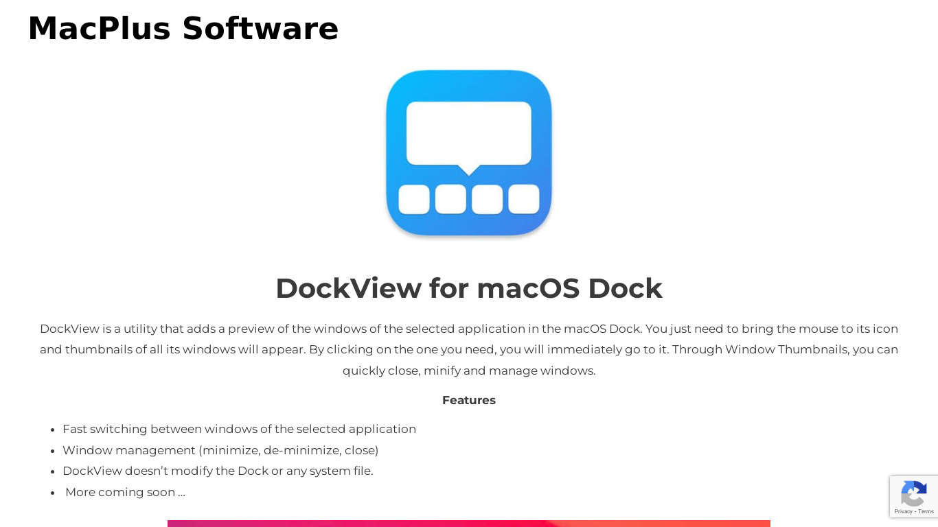 DockView for macOS Dock Landing page