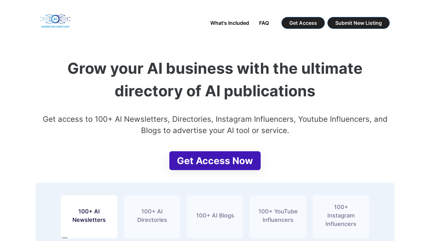 AI Marketing Directory Landing page