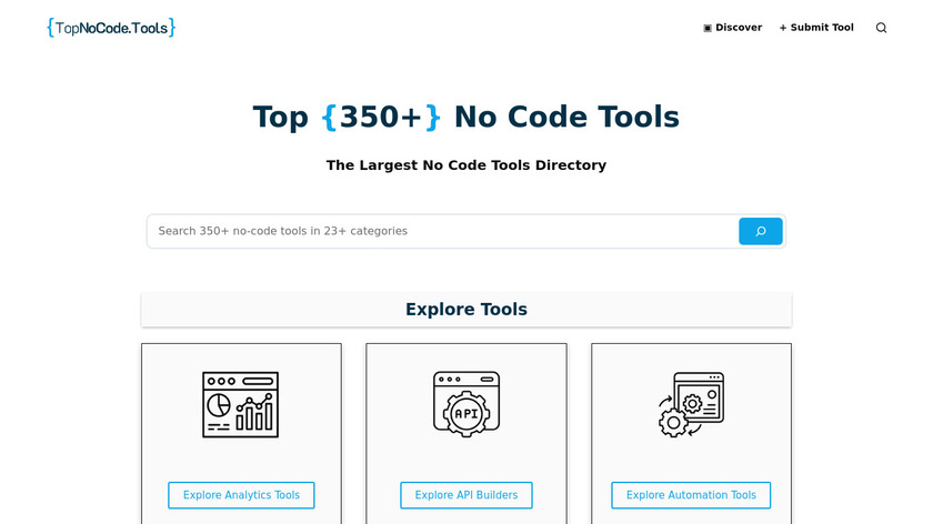 Top No Code Tools Landing Page