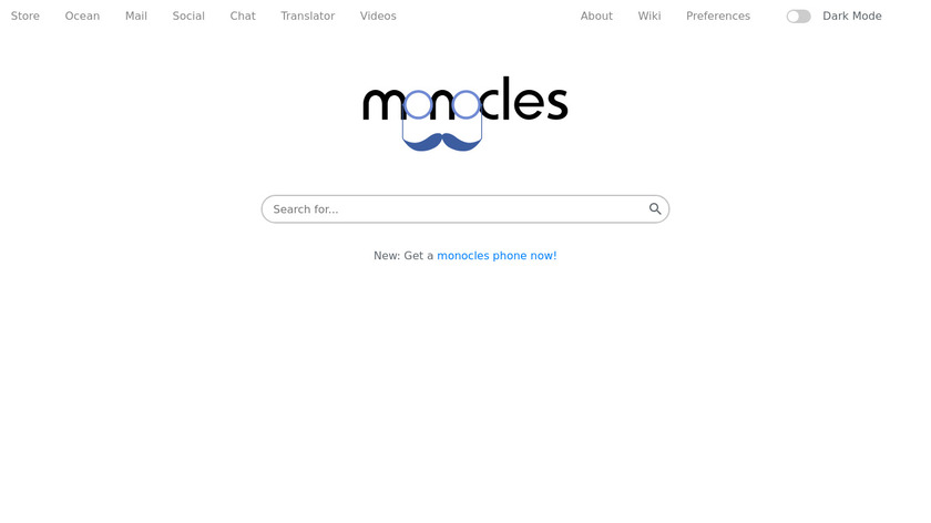 monocles search Landing Page