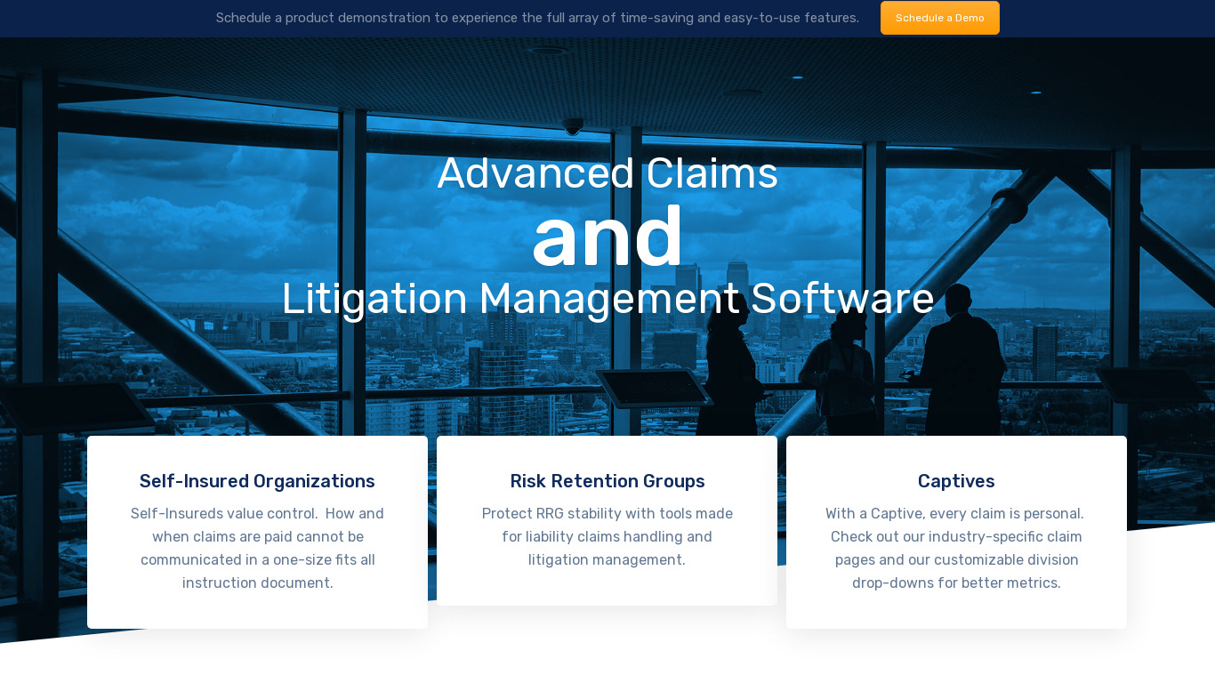 Direct Claim Solution Landing page