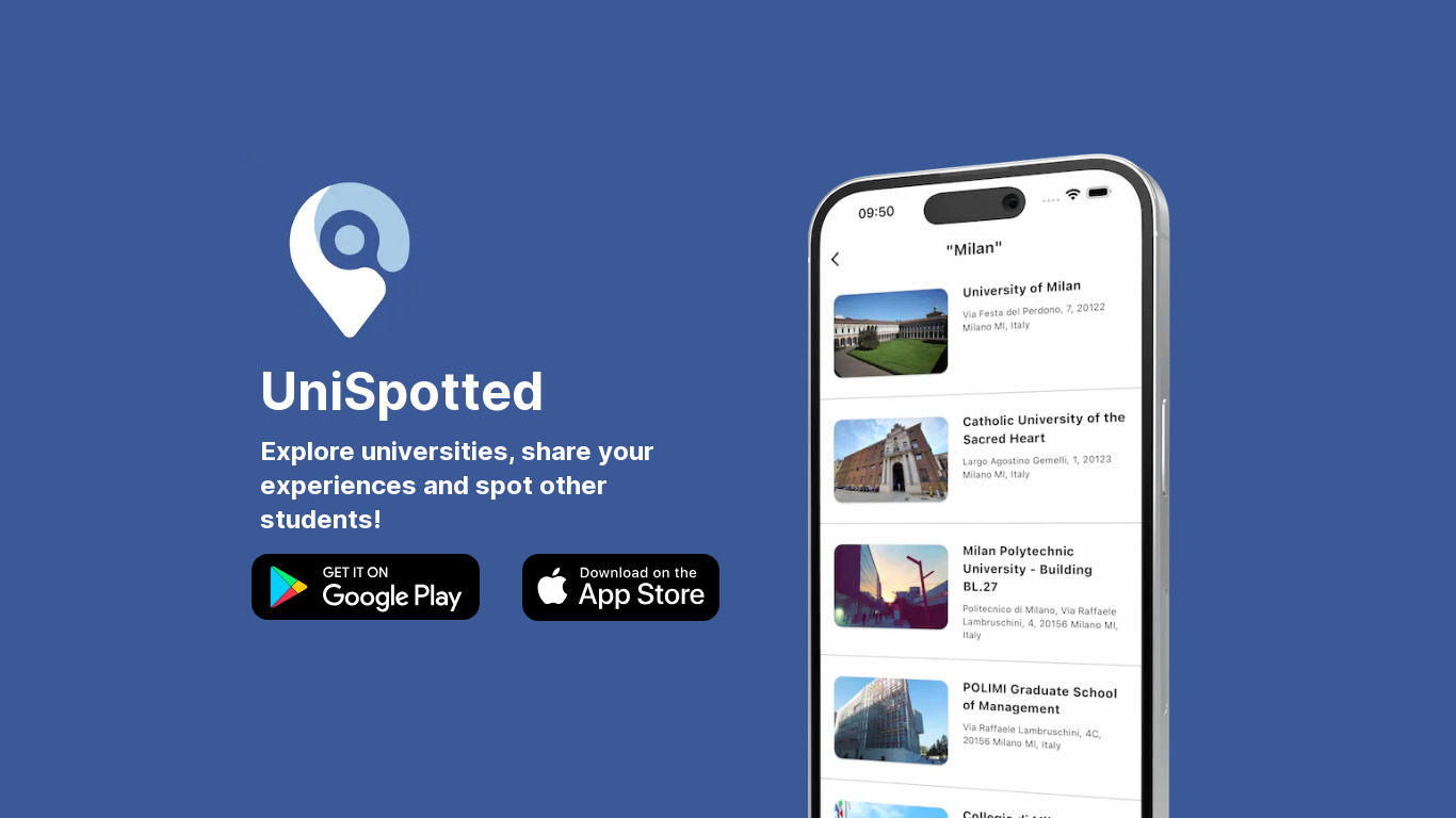 UniSpotted Landing page