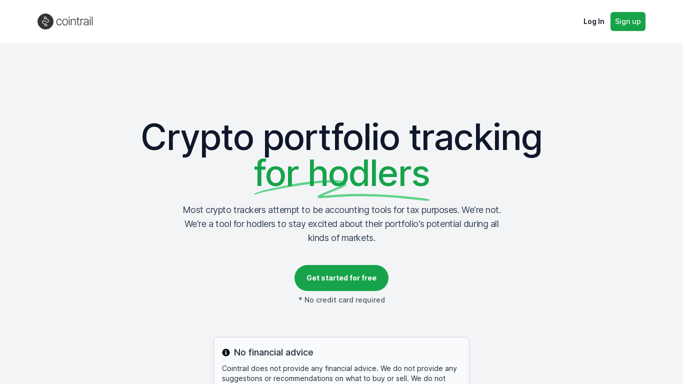 Cointrail Landing page