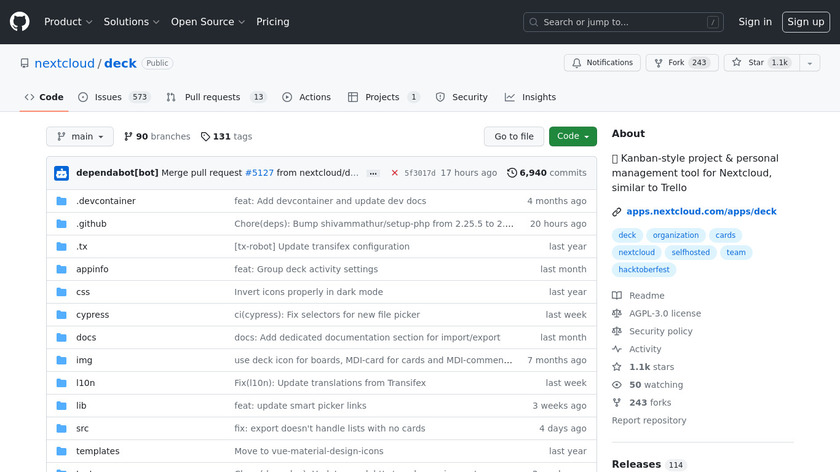 Nextcloud Deck Landing Page