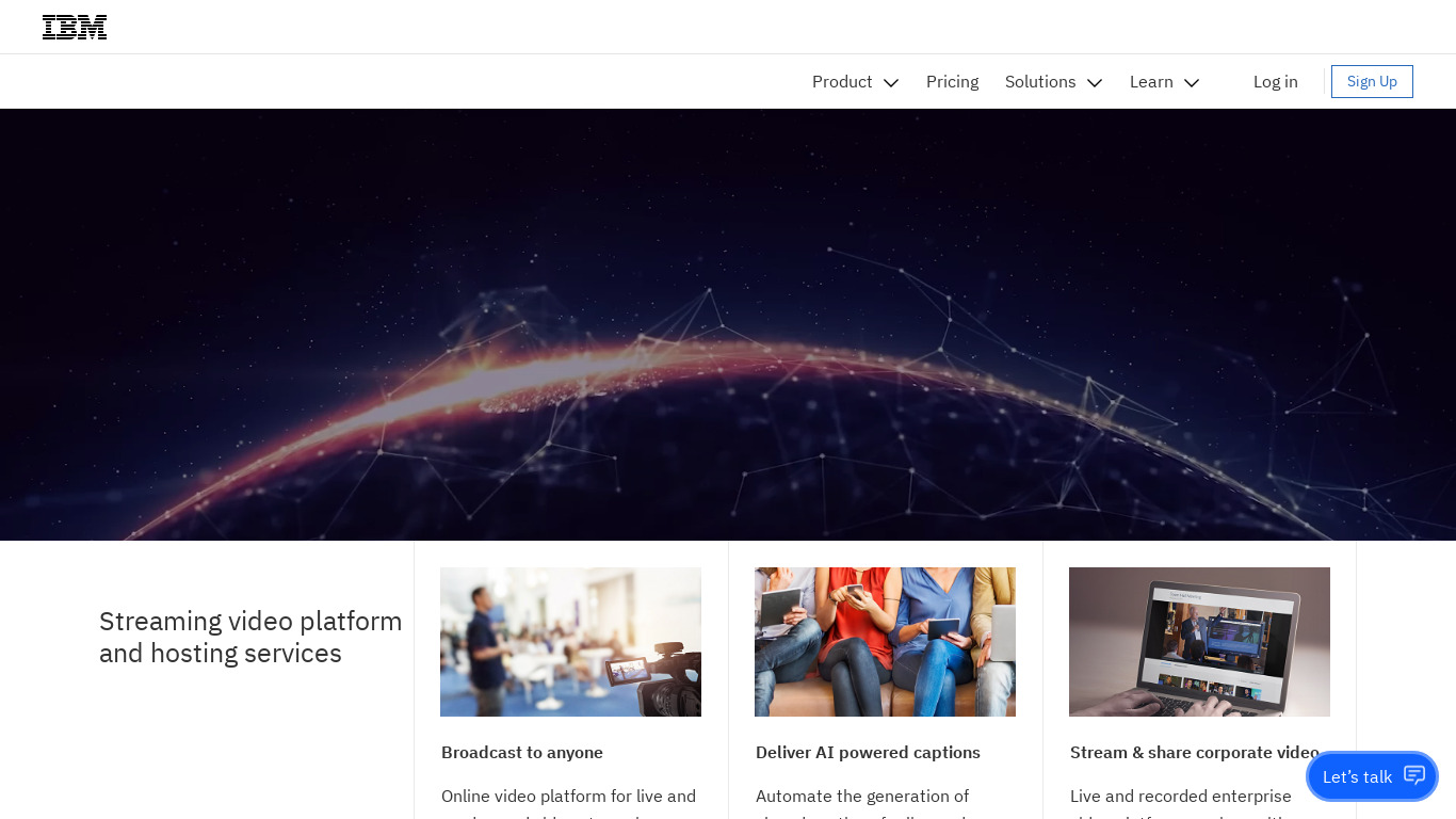 IBM Cloud Video Landing page