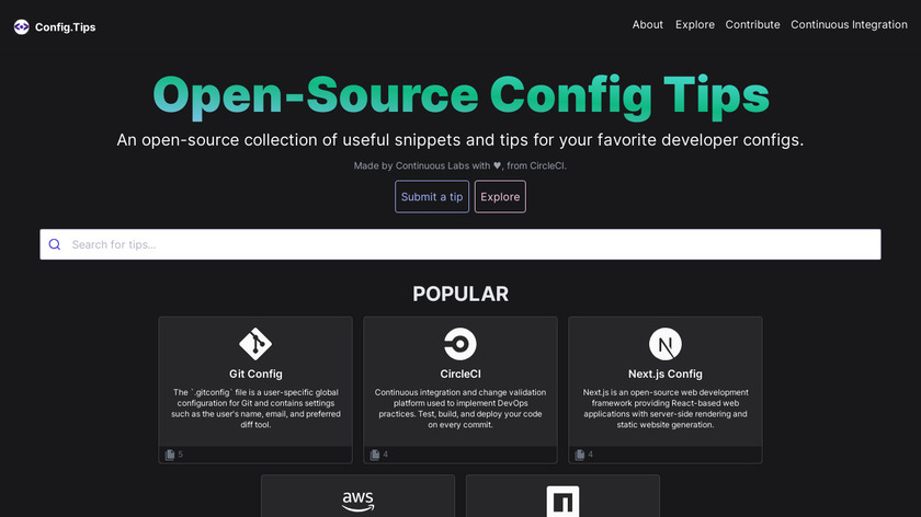 Config.tips Landing Page