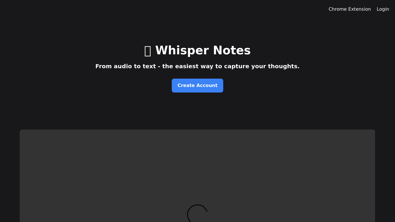 Whisper Notes Landing page