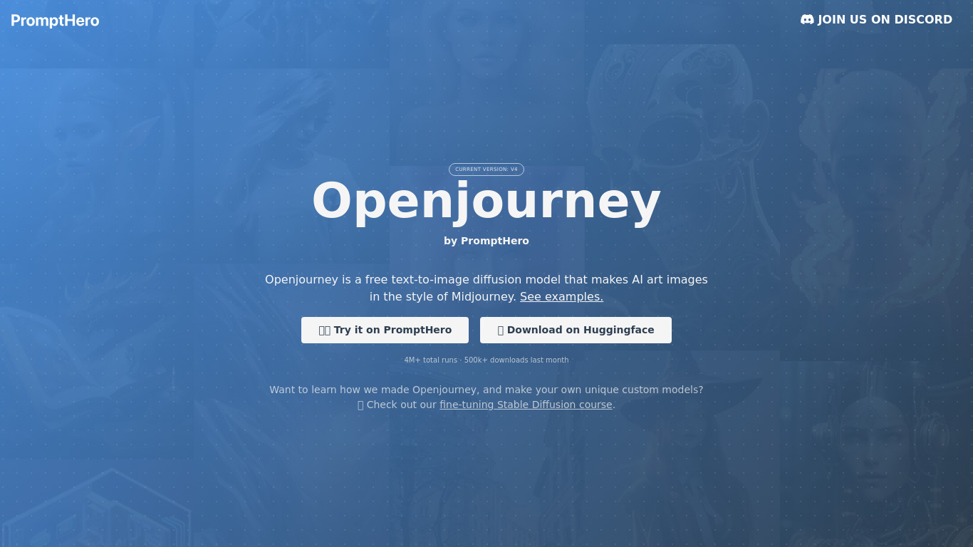 Openjourney Landing page