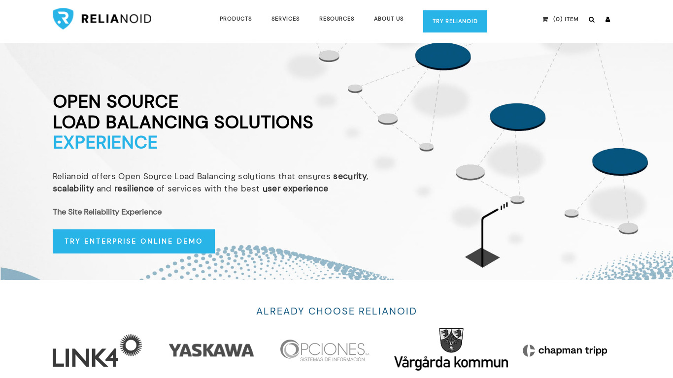 Relianoid Landing page