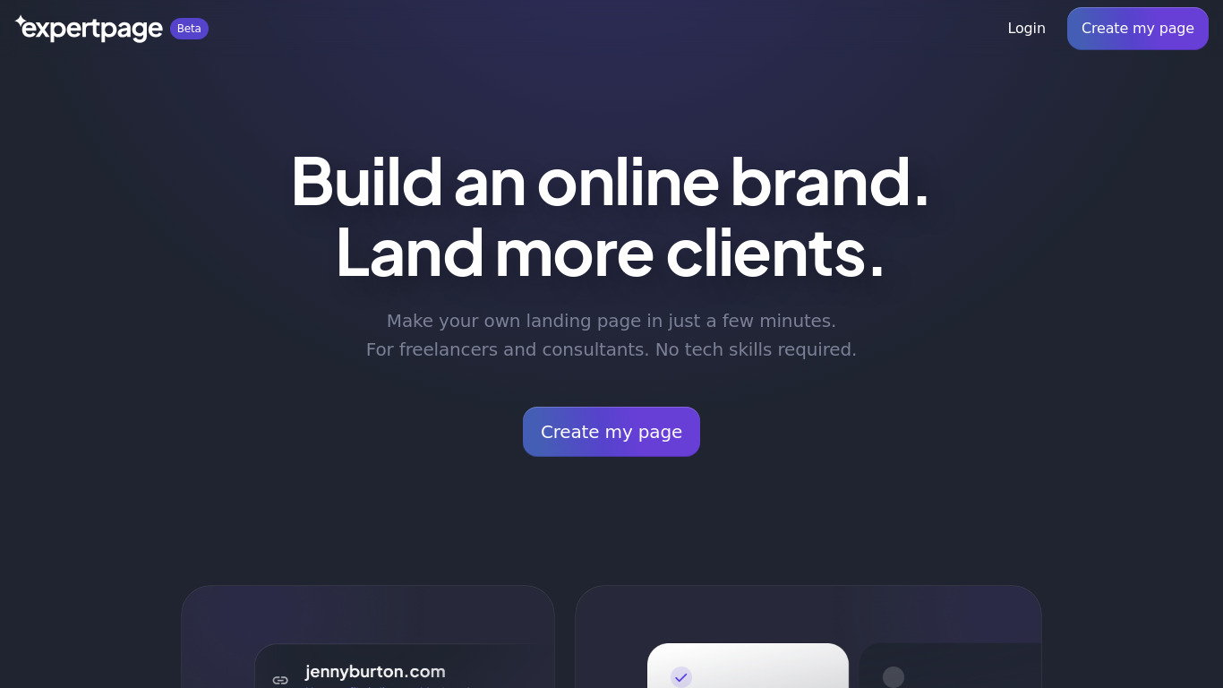 Expertpage.io Landing page