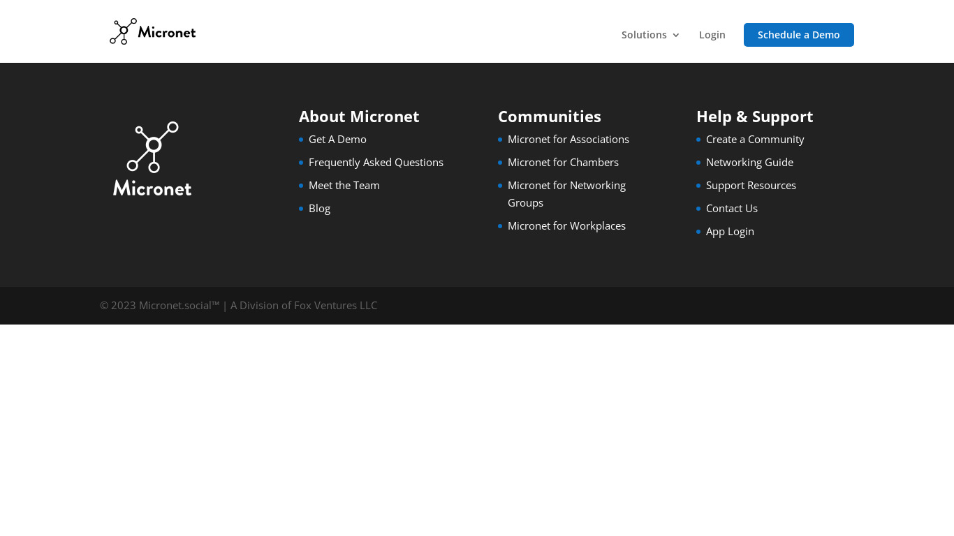 Micronet.social Landing page