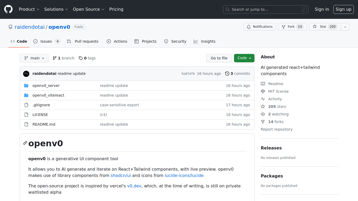 openv0 Landing page