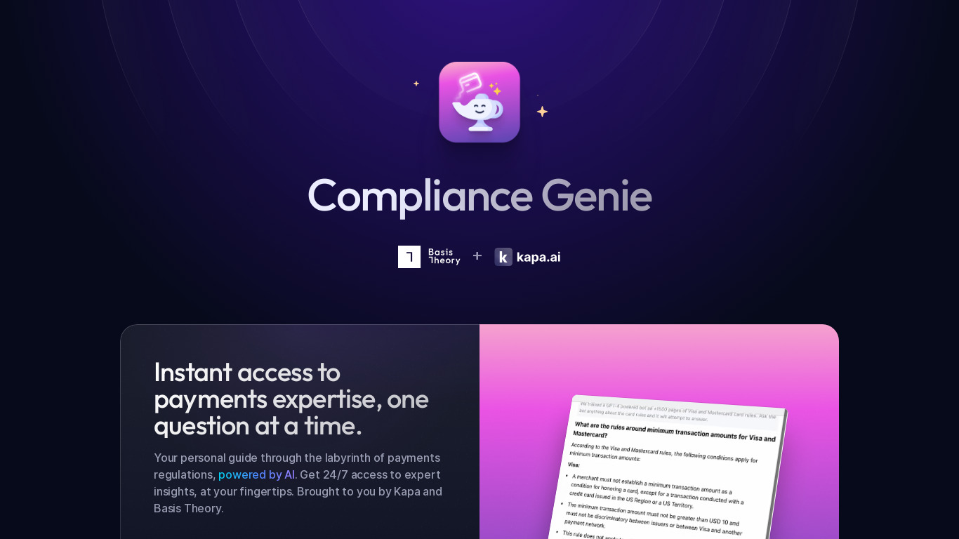 Compliance Genie Landing page