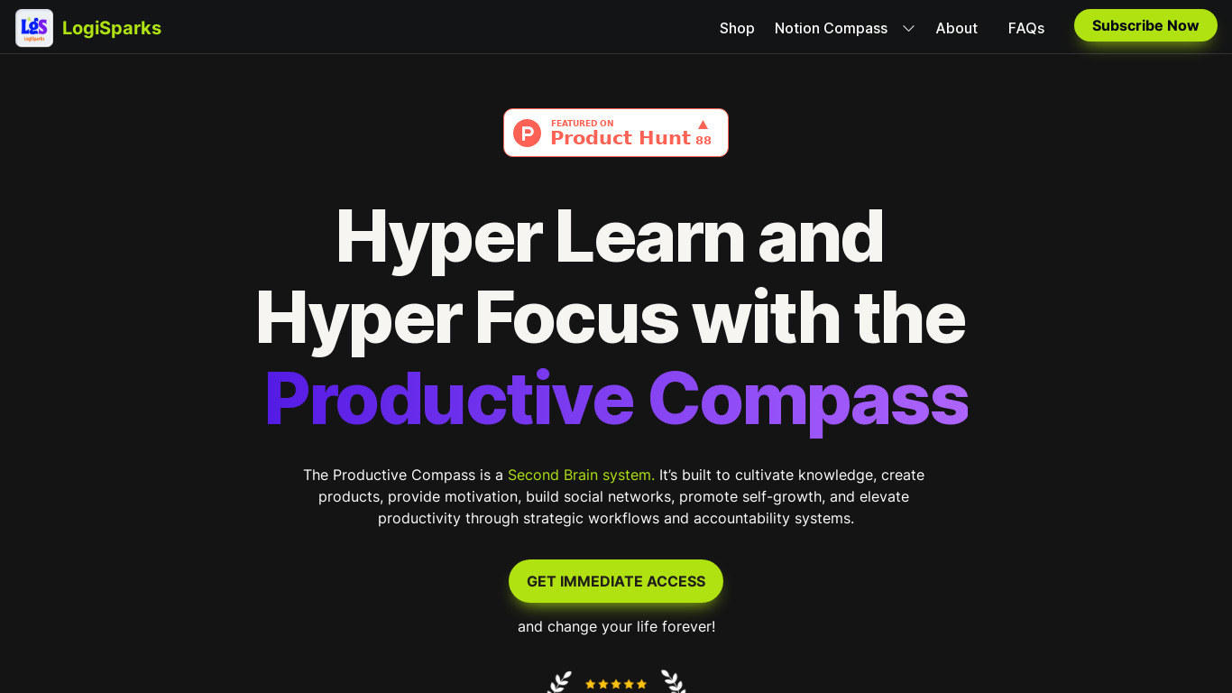 Productive Compass Landing page