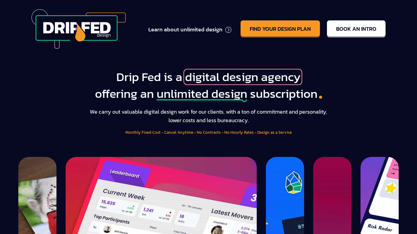 Drip Fed Design Landing page