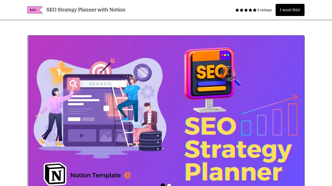 SEO Strategy Planner in Notion Landing page