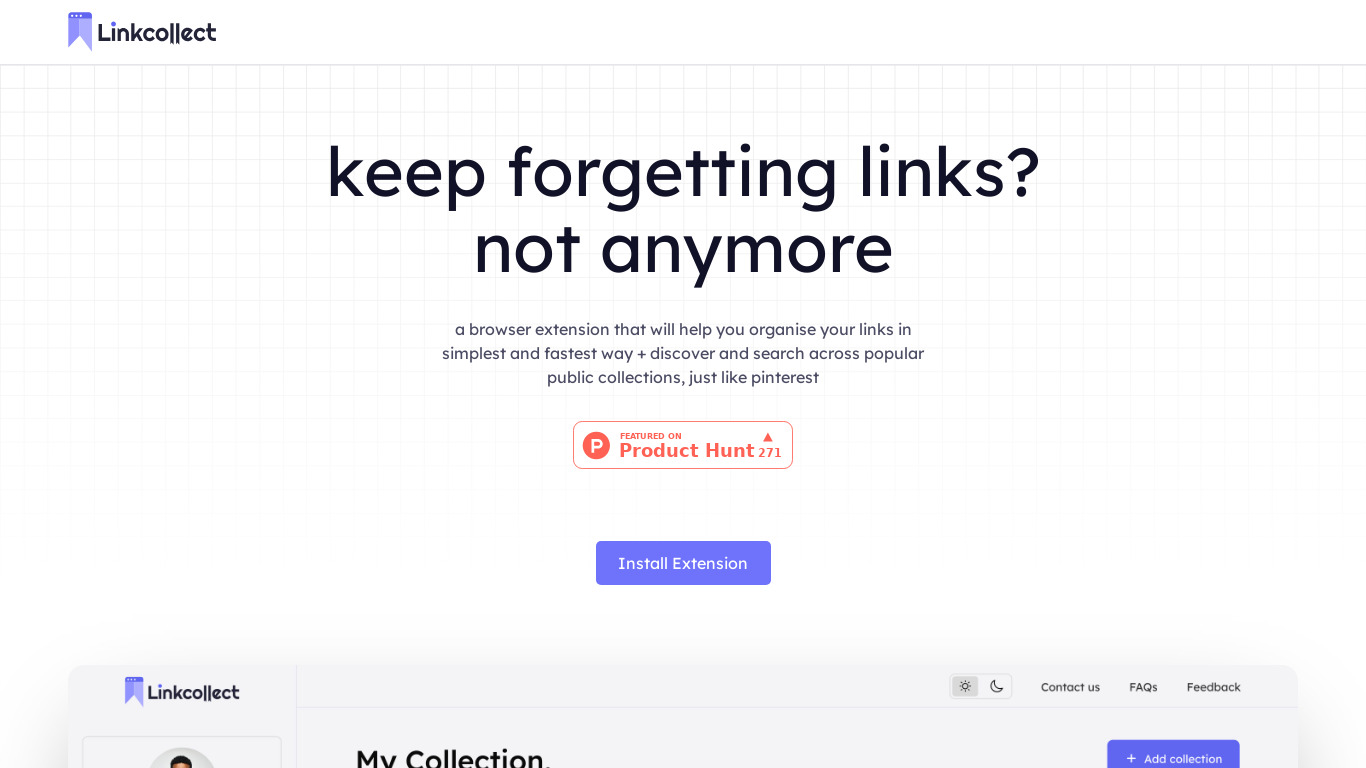 LinkCollect Landing page