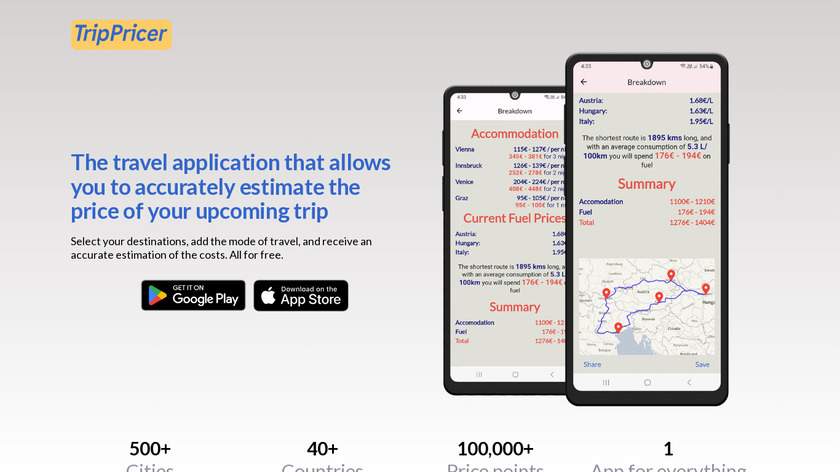 TripPricer App Landing Page