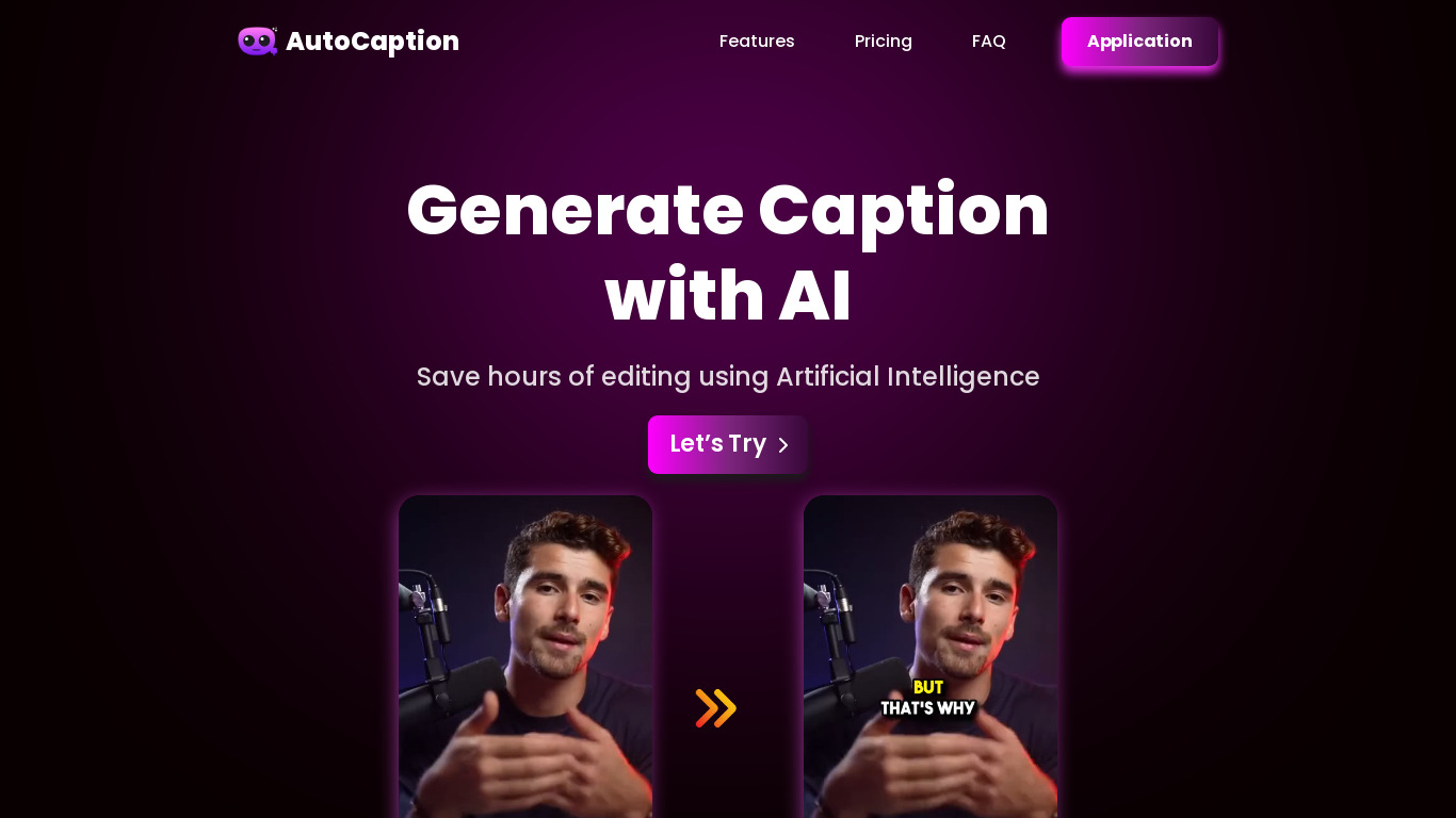 AutoCaption Landing page